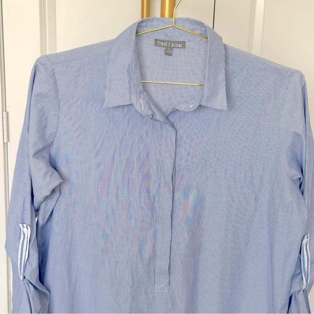 Blue Ruffled Buttoned Mini Dress - Picture 4 of 7